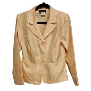 Be Smart Womens Peach Satin Blazer Jacket‎ Size 7/8 Style 225003